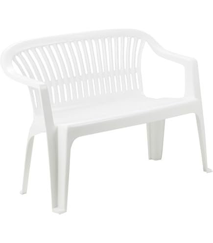 Banc De Jardin Ozalide Orchidee En PVC Blanc - 145x49x74 Cm | Pour Terrasse Ou Parc | Capacité 3 Personnes