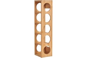 HUOLE Porte-Bouteilles en Bois, Casier à Vin Range Bouteille, Casier à Vin, Support à Bouteilles en Bambou pour 5 Bouteilles, 13.5 * 12 * 53cm-5 grilles