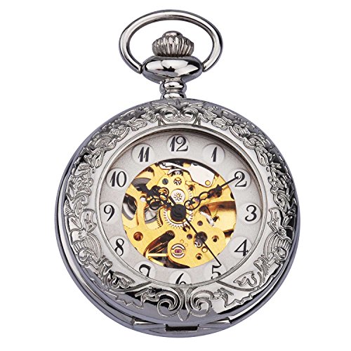 ZEIGER Herren Taschenuhr Analog Mechanisch Handaufzug Uhr Skelett Taschenuhr Armbanduhr Silber Herren Uhr W344 ZEIGER Herren Taschenuhr Analog Mechanisch Handaufzug Uhr Skelett Taschenuhr Armbanduhr Silber Herren Uhr W344