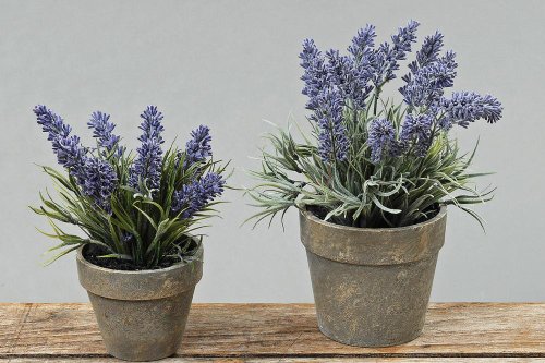 Lavendel im Topf, Kunst-Lavendel, Lavendel Kunstpflanze, 1 Stück, ca. 15 cm x 15 cm x 17 cm