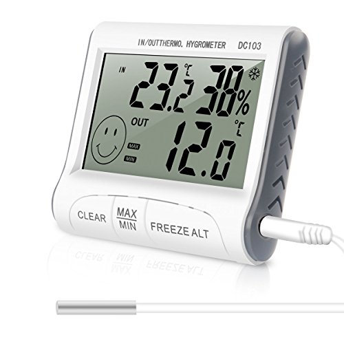 MIDWEC Thermo-Hygrometer Innenraum Temperatur und Luftfeuchtigkeit, Außen Temperatur mit Temperatur Sonde