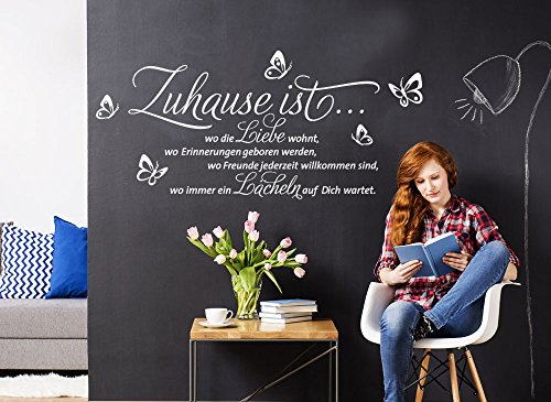 Grandora® W1133 Wandtattoo Zitat Zuhause ist… schwarz (BxH) 100 x 53 cm - 2