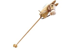 Weduspaty Cheval bâton, 39 Hauteur Halloween Hobby Horse, Childrens Hobby Horse Brown, Cheval bâton avec Roues en Bois, Jouet de Cheval de Passe-Temps
