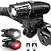 Produktbild Fahrradlicht Set,Mopoin LED Fahrradlichter Set,USB Wiederaufladbares Fahrradlampe,Fahrradbeleuchtung mit 4 Licht-Modi,Aufladbar 1200mAh Batterie,inkl. Frontlicht und 2 X Rücklicht für Nachtfahrer Universal