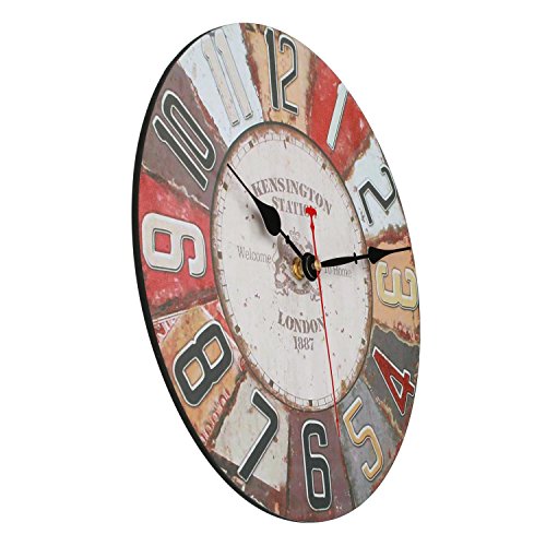 SOLEDI Wanduhr Europäisch Vintage Pastoraler Stil aus Umweltfreundliches MDF ideale Dekoration für Ihr Zimmer - 6