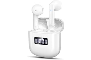 RINSMOLA Wireless Earbuds, Bluetooth 5.3 Headphones 2024 Wireless Headphones with Deep Bass, New Mini Bluetooth Earphones in Ear 4 ENC Mic, Noise Cancelling Ear buds 25H Bluetooth Earbud USB-C, GCBIG/White