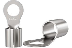 Lumonic 25x cosses à sertir nues 4-6mm² I cosses à sertir M4 non isolées I cosses M4, cosse tubulaire 4mm2 6mm2 œillets annulaires, connecteurs à sertir