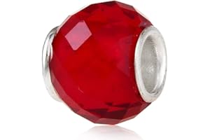 YIRONG JEWELRY Breloque en verre de Murano en argent sterling 925 avec pierre de naissance pour bracelet Pandora pour un anniversaire Red