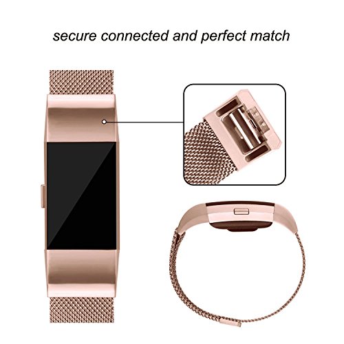 Fitbit Charge 2 HR Armband,Milanese Schlaufe Edelstahl Armband Smart Watch Armbänder Replacement Handgelenk Band Wrist Strap Watchband Fitness Ersatzarmband mit einzigartiger Magnetverriegelung für Fitbit Charge 2/ Fitbit HR Ersatzarmbänder,Größe - 4