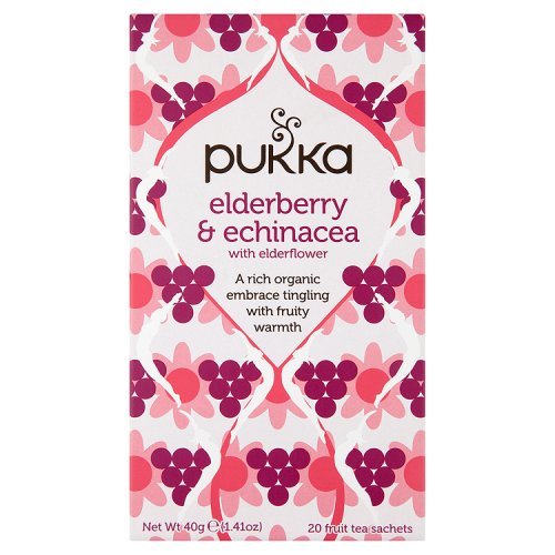 Pukka Tea Organic Elder Berry and Echinacea Sachet, 40g (Pack of 20)