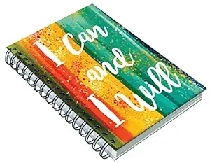 AccuPrints Hard wiro bound 6 by 9 inch 200 pages with 12 habit development pages Notebook Diary Note book or Journal for office and personal use Theme- I can I will