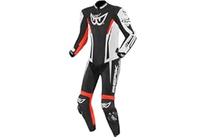 Berik Monza Tuta in pelle da moto monopezzo, nero/bianco/rosso, 54