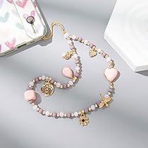 Dragonne Téléphone Mignonne Avec Autocollant - Blanc/Rose, Nylon 28cm, Anti-perte Et Déco Pour Portable