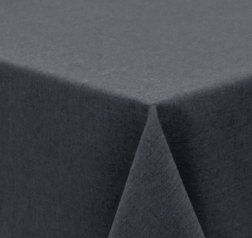 Tischdecke Leinen Optik, FARBE wählbar, Gartentischdecke Wasserabweisend, Rund 160 cm, Dunkelgrau, Beautex
