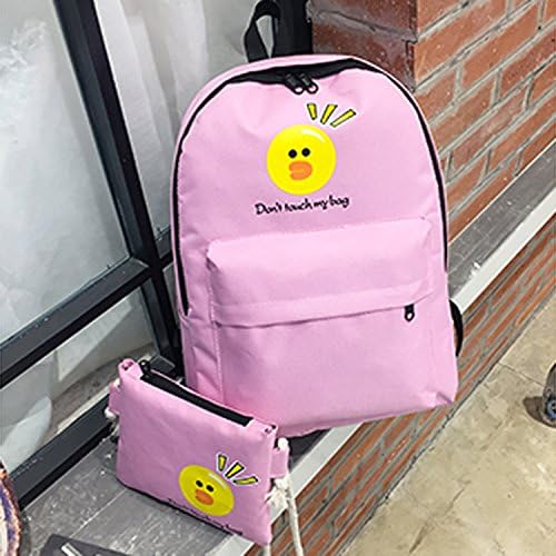 Canvas shoulder bag smiley expression letters casual backpack college Japanese and Korean version of the backpack, pink