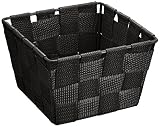 WENKO 20368100 Aufbewahrungskorb Adria Mini Schwarz - Badkorb, quadratisch, Kunststoff-Geflecht, Polypropylen, 14 x 9 x 14 cm