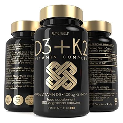 Vitamin D3 K2 Capsules - High Strength Vitamin D 4000iu And Vitamin K2 Mk7 100mcg Supplements - 120 Vegetarian Tablets - Uk Made Vitamins For Bones, Muscle, Teeth, Blood Calcium Levels, Immune System