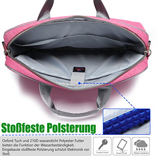 CoolBELL 17 3 Zoll Laptop Tasche Nylon Schultertasche mehrfach Abteil Messenger Bag Handtasche Tablet Aktentasche f  r Laptop   Tablet   Macbook Rosa