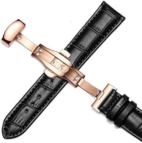 18-24mm New Genuine Leather Rose Gold Quick Release Clasp Wrist Watch Bands Strap Replacement for Gents Mens