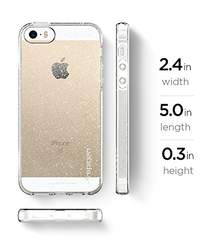 iPhone 5 / 5S / SE Case, SpigenÂ® [Liquid Armor] [Glitter Crystal Quartz] SOFT-FLEX **NEW** Silicone Shockproof Protection, Premium Flexible Soft TPU slim thin clear cover for iPhone 5 / 5S / SE - (041CS21959)