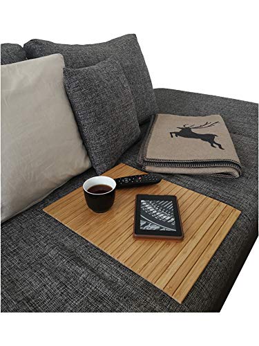 BamBooBox Sofatablett/Sofaablage aus Bambus für Getränke, Snacks etc