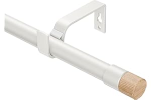ESON CASA Barras de cortina extensibles 76-208 cm, diámetro de 19 mm, barra de cortina ajustable con vetas de madera, topes para cortinas con ojales, elegantes barras decorativas para dormitorio