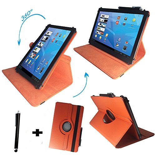 Asus ZenPad 10 Z300C / 10.1 / 25,7 cm Tablet Pc Tasche mit Dreh und Standfunktion + Touch Pen - Orange 360° 10 Zoll