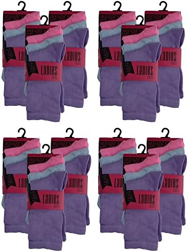 Ladies Socks 98% Polyester 2% Elastane Uk 4- 3/ Eur 37-41-3 Pairs TWELVE PACKS