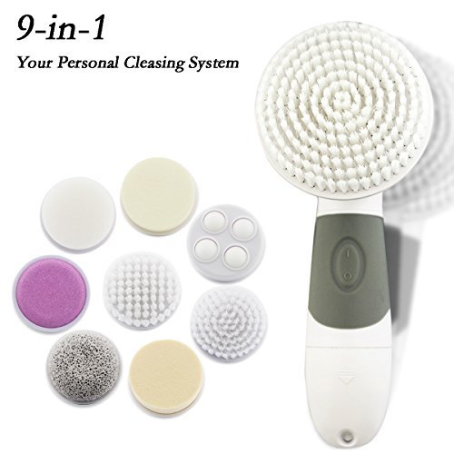 Fresh Shower Waterproof Body and Face Cleansing System - Grinigh® Variable Usage 9 Brushes for Face, Hand ,Feet Skin Care -- Deep Cleansing,Exfoliator - Suitable for Sensitve Skin