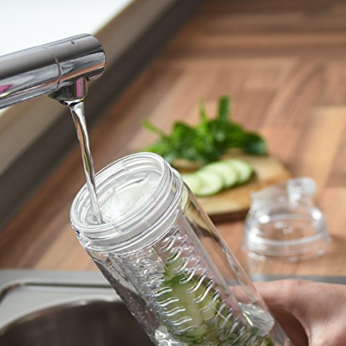 800ml Trinkflasche für Fruchtschorlen in den Farben Pink, Grün oder Transparent. Perfekte Sportflasche aus BPA-freiem Tritan. Super-einfacher und auslaufsicherer Trinkverschluss. Leicht zu reinigen. - 4