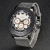 Fenkoo Herren Armbanduhr Japanischer Quartz Edelstahl Band Silber Marke- V6