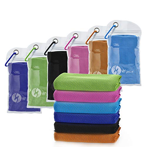 U-pick 4 paquetes de toalla de refrigeración (40 x 12 pulgadas), toalla de hielo, toalla de microfibra, suave y transpirable para yoga, deporte, gimnasio, camping y más actividades, 6 color collection