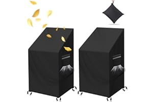 Peysaitr Patio Stacking Chair Cover, 2pcs Outdoor Garden Chair Covers, Heavy Duty 210D Oxford Fabric Patio Chair Cover Waterproof Breathable Windproof Anti-UV Tear-proof(75x75x120cm)