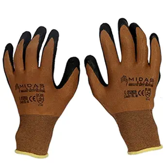 TheCoolio Midas Safety Brown Shell with Black Crinkle Finish Latex Coating Glove (Medium)