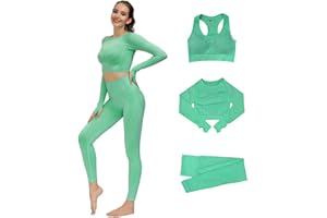 DONYKARRY 2/3set di Abbigliamento Sportivo da Palestra Senza Cuciture, Yoga Gym Leggings da Yoga a Vita alta e Reggiseno Sportivo e Top Sportivo