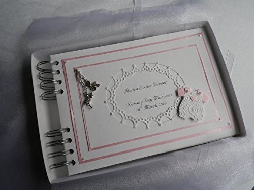 Personalised Baby Girl Photo Album With Interleaving, A5 Pink And White Baby Suit,Boxed