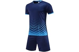 Guoegh Kids Football Kits Boys Soccer Jersey Sets Sports Running Gym Shorts and T-Shirt Sets for Children 5-13 Years