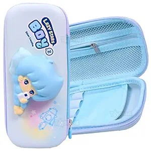 Toyshine Soft Touch Pencil Case with Compartments - Kids Large Capacity School Supply Organizer Students Stationery Box - Girls Pen Pouch- Boy Blue