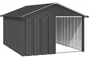 Homgoday Casa Perros Acero galvanizado Gris Antracita 116,5x153x81,5 cm Casetas para Perros Producto para Mascotas y Animales