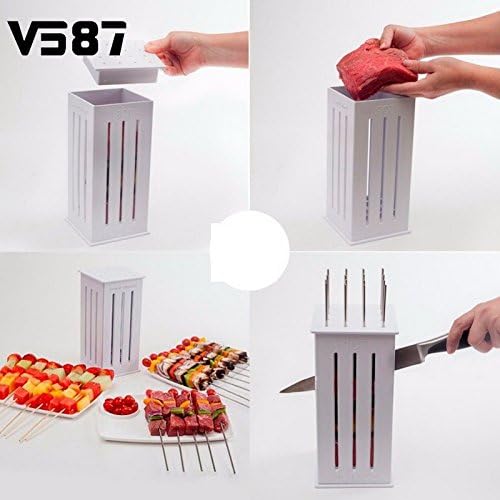 16 Holes BBQ Maker Box Kabob Maker with 32 Bamboo Skewers