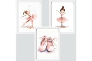 ORIGINALYS Ballerines, 3 affiches A3 pour chambre de fille et bébé, posters de ballerines aux tons roses doux, affiches décoratives pour enfant. en format DIN A3 ou A4 (Cadre NON compris) (Ballerinas A3)
