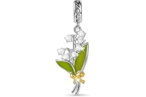 GNOCE Muguet Fleur Pendentif Breloques Perles 925 Argent Sterling Balancent Perles Breloque Ajustement Bracelet/Collier Bijoux Cadeau Pour Femmes Filles Fille