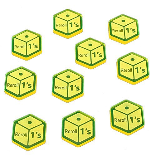 Reroll Ones Tokens, Fluorescent Yellow (10) by Litko Game Accessories