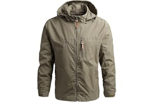 ORANDESIGNE Chaqueta para Hombres Chaqueta Militar Táctica Chaqueta Deporte de Invierno Ropa de Trabajo con Capucha para Senderismo Caza Esquí Corriendo