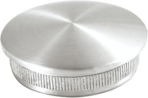 SOTOOLS Edelstahl Endkappe, Rohrverschluß,Rohrstopfen, leicht gewölbt, konvex mit Rändel für Ø 42,4 mm Handlauf