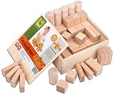 CreaBLOCKS Holzbausteine natur Kleinkindpaket 54 unbehandelte Bauklötze ab 6 Monate Made in Germany