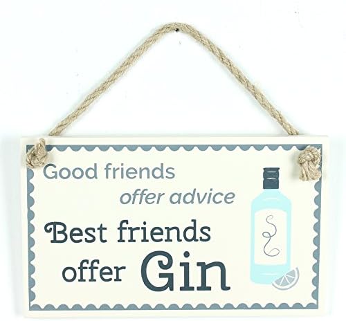Funny Best Friends Sign - "Good friends offer advice Best friends offer Gin"