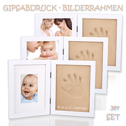 3 x Bilderrahmen Gipsabdruck Baby Hand Fuß Bauch Fotorahmen, Baby Abdruck UVP: 60€ - 2