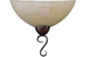 ‎FISCHER & HONSEL Fischer & Honsel Leuchten 31341 Wandleuchte rostfarbig antik Glas alabasterfarbig champ Braun 12 x 24 x 22 cm (LxBxH)