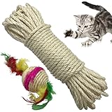 Yangbaga Natural Sisal Seil 6mm Ersatz Alte DIY Zubehör String ideal für den Austausch Katze Baum Griffoir (10m)